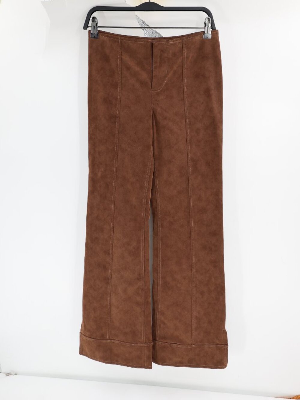Free People Pant Women 2 Flare Glow Up Faux Suede Flat Front Mid Rise vegan boho